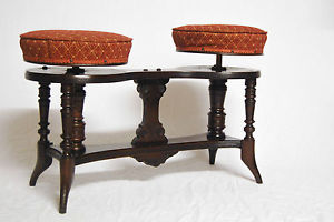 VICTORIAN AESTHETIC MOVEMENT DUET STOOL PIANO STOOL MUSIC STOOL BY JOSEPH FITTER