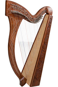 Rosewood 29 string Engraved lever harp with Bag & Key