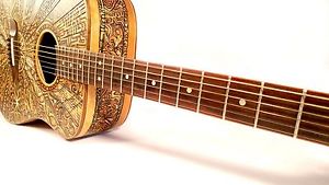Blueberry New Handmade Dreadnought Guitar Hand Painted by John Lanthier