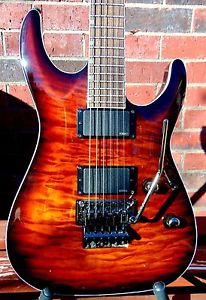 ESP LTD MH-401FR QMDBS Quilted Maple Dark Brown Sunburst Guitar Floyd Rose EMG's