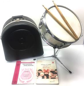 Nice Vintage Original 60s Ludwig Keystone Silver Sparkle Snare Drum, Stand, Case