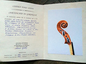 Violin MARIO GADDA, Gaetano Gadda model 1987 CERTIFICATE, VIDEOCLIP italian old