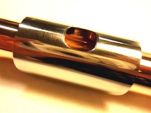 14K gold flute head joint by Lopatin. Stainless steel embouchure and crown.