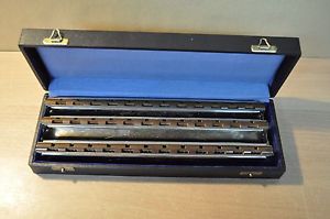 M-Hohner Rare Polyphonia Triple Chord Harmonica Hohner Made in Germany with Case