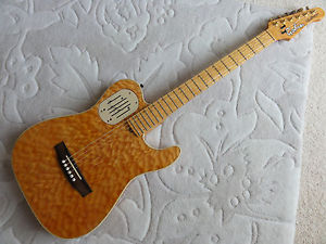 GODIN ACOUSTICASTER GUITAR - Quilt Top Birdseye Maple Neck LR Baggs Piezo Pickup