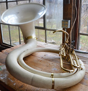REYNOLDS BBb FIBERGLASS SOUSAPHONE! COMPLETE WITH UPPER LEAD PIPE & 2 BITS $1100