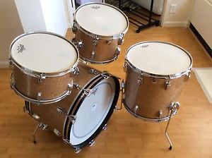 60's LUDWIG CHAMPAGNE SPARKLE DRUMS - 3 ply clear maple
