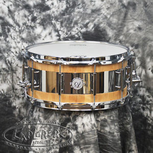 Acoutin Custom 6.5X14 Solid Stave Birch / Polished Stainless Steel Snare Drum