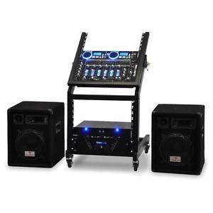 DJ PA RACK SET LAUTSPRECHER BOX KOMPLETT SYSTEM 1200W