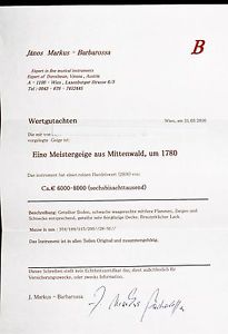 4/4  MEISTER  VIOLIN  WIT CERTIFICATE 6.000-8.000  EURO