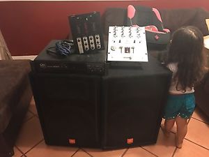 JBL Speakers SF15 Pair QSC AUDIO RMX 1450 Amp ION Mixer Stanton  Sk6f Bundle