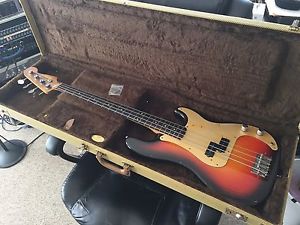 1959 Fender Precision Bass Guitar Vintage Gold Anodized Pickguard G&C Hard Case