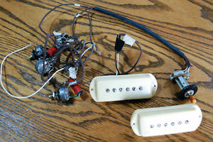 Franz Guild Pickup set original harness, pots, caps, switch, knobs vintage 1959