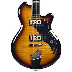 Supro Westbury 2020TS Electric Guitar Flame Maple Tobacco Burst solid Dbl PU