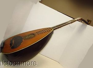 VINTAGE VRACAS BOS NY LION HEAD BOUZOUKI 8 STRING GREEK INLAID LUTE MANDOLIN