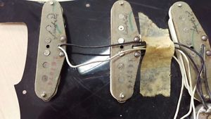 fender genuine 1974 '74 vintage stratocaster pickup set grey bottom w/wiring pot