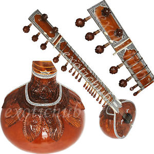 SITAR~ RARE TEAK WOOD~RAVI SHANKAR STYLE  WITH FIBER BOX~SUPER CONCERT QUALITY