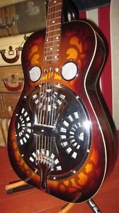 1983 Dobro Model 60D Resonator Guitar Sunburst With Hard Shell Case USA Made