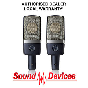AKG C214 Stereo Matched Pair Studio Condenser Microphones NEW!
