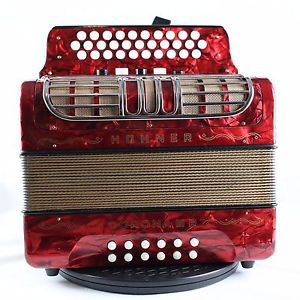 HOHNER Corona III R Classic button Accordion & Case & Leather Straps GCF (17164)