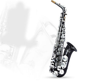 Black Nickel Professional High-Grade Length 66cm E Flat Brass Alto Saxophone #