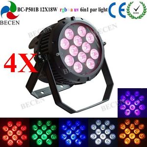 4pcs outdoor use LED PAR Light 12x18w rgbwa uv 6in1 waterproof  PAR led ip65