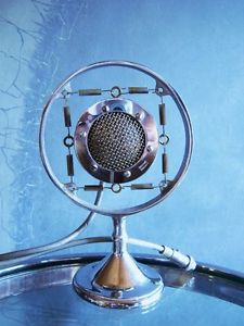 Vintage 1920's RARE Lifetime Corp model 50 spring microphone w desk stand old