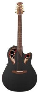 Ovation Adamas 2080-ES Deep Contour Limited Edition Acoustic-Electric Guitar, Black