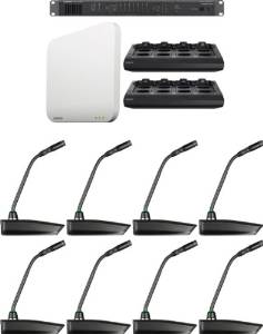 Shure MXWS8G10/C MicroFlex Wireless 8 Channel Conference Room System with 10" Cardioid Gooseneck Micophone