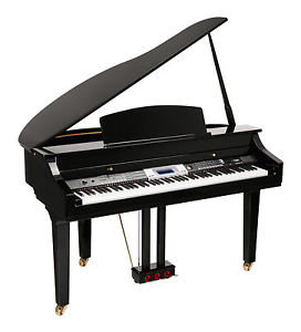 PIANO DE COLA PROFESIONAL 88 TECLAS 559 SONIDOS 3 PEDALES USB SD MIDI AUX LCD