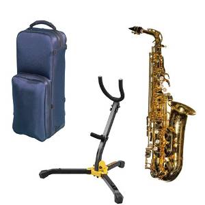 Virtuoso Series Professional Gold Plated Alto Saxophone Deluxe w/Hercules Sax Stand with Bag
