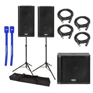 QSC KW152 Active Loudspeaker Pair w/ QSC KW181 Subwoofer, Tripod Stands, XLR Cables & Cable Ties