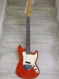 Vintage 1968 Fender Bronco electric guitar & original case- red nitro,cool !!!