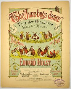 The June-bugs Dance Polka Edward Holst 1888 Anthropomorphic Insects Sheet Music