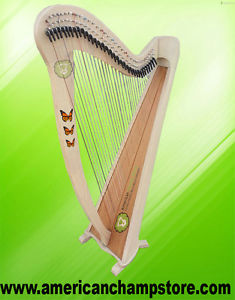 Ash Wood 34 String Black Lever Harp