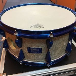 Very Rare! OCDP 20ply Snare Drum Silver Sparkle 14"x6.5" Metallic Blue Hoop