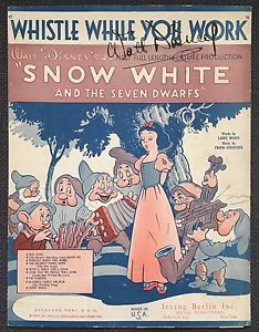 WALT DISNEY AUTOGRAPH ON "SNOW WHITE & THE 7 DWARFS" MUSIC SHEET PAHV577