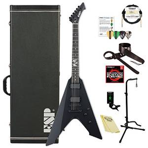 ESP EVULTUREBLKS James Hetfield Signature Vulture Electric Guitar, Black Satin