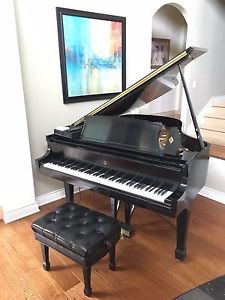 1993 Steinway Model L Grand Piano, Black Satin w/ Bench, Piano Disc Player