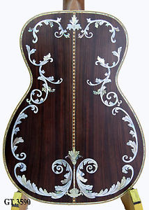 Antonio-Top Degree FloraI Inlaid Solid India Rosew00d Unique Guitar 6 Str GT3590