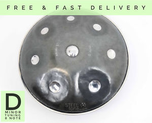 New Handpan, D Minor 8 note tuning with bag. None painted finish from Steeltone