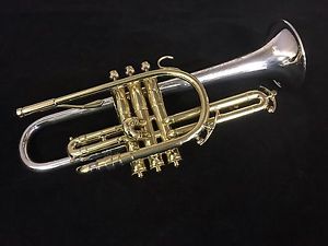 King H.N.WHITE Master Model Silver Tone Sterling Bell Cornet w/New Case1938-39