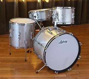 1966 Vintage Ludwig Club Date Drum Set Beautiful Silver Sparkel Super NICE!