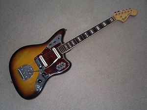 1968 Fender Jaguar guitar with neck binding and mother-of-pearl inlays
