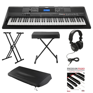Yamaha PSREW400 76 Key Keyboard w/ Power Supply ,Knox Stand, Bench, Dust Cover,