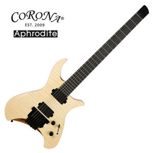 Corona Aphrodite APE-2000 Natural Electric Guitar Flame EMG Headless Unique