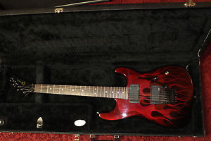 USA made Charvel San Dimas Red Ghost Flames Custom Shop Guitar w case