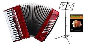 Acordeon 72 Bajos 34 Teclas 5 Registros 3 Voces Set Correa Funda Atril Rojo