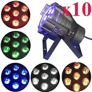 10pcs led par 64 light 7x12w rgbwa 5 in 1 dmx 512 dj stage lighting fast ship