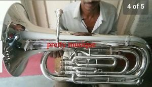 TUBA IN EB FLAT MADE OF PURE BRASS IN SILVE POLISH +HARD CASE BOX +FREE SHIPPING